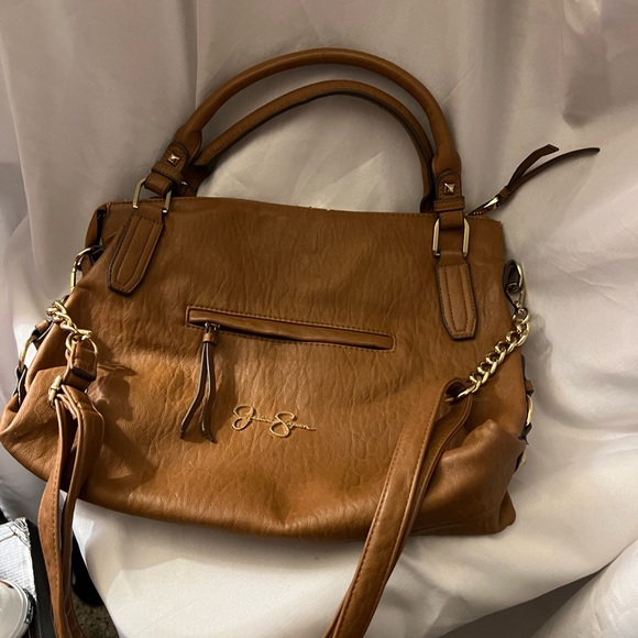 Jessica Simpson Brown Satchel with Gold Accents - Picture 1 of 8